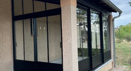 Fermeture terrasse aluminium noir sablé