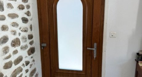 Porte d'Entrée PVC modèle Polaris Chêne Doré