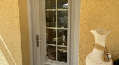 Porte d'entrée PVC Gris Modèle Zeus